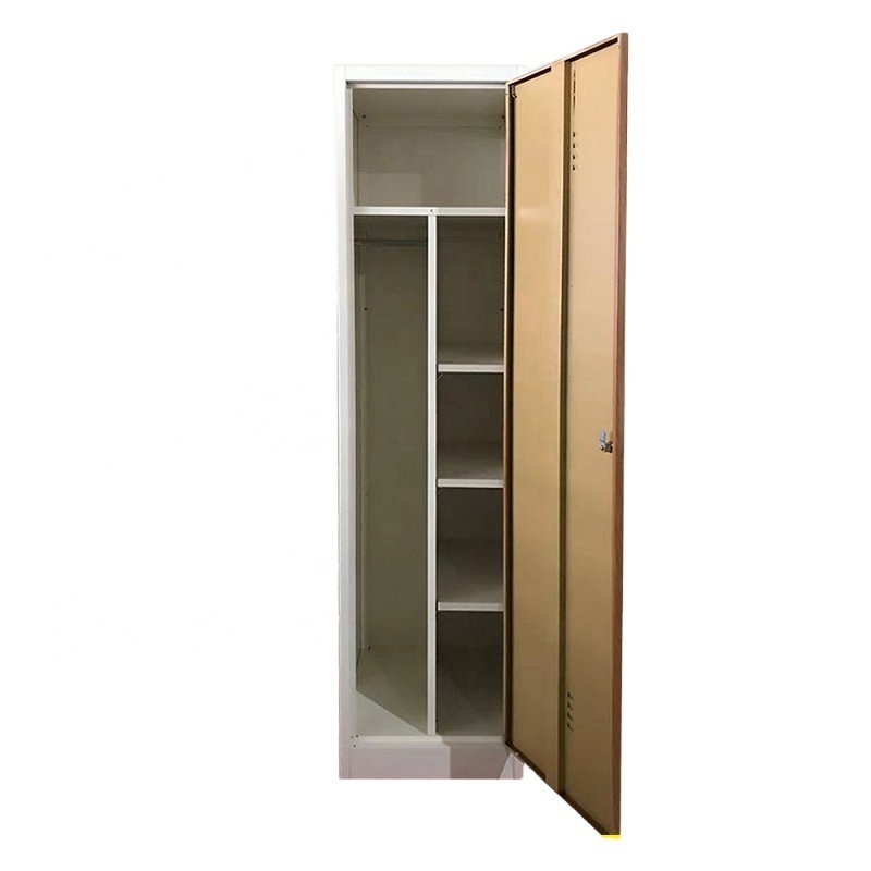 Bedroom single door steel narrow nursery wardrobe 40cm wide wooden finish 1 door pantry cupboard metal locker cabinet padlock