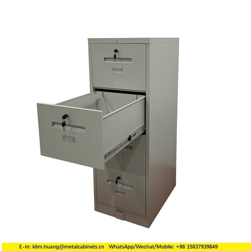 Factory wholesale 4 drawer steel filing cabinet with locking security lock bar individual key lock for each drawer