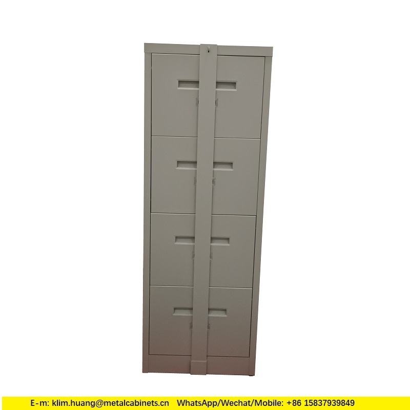 Factory wholesale 4 drawer steel filing cabinet with locking security lock bar individual key lock for each drawer