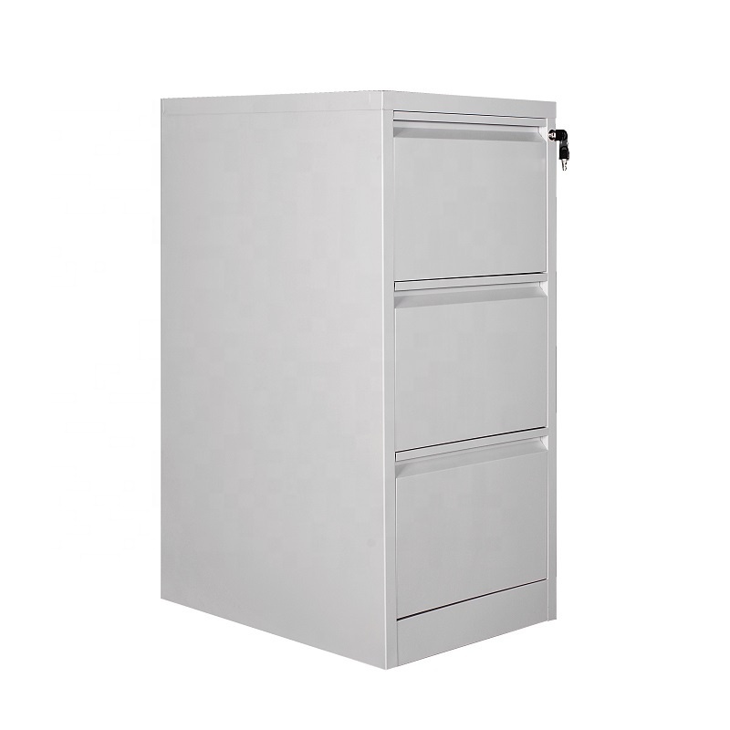 KD heavy duty A4 foolscap steel vertical filing cabinet 3 drawer lockable office metal file storage cabinet