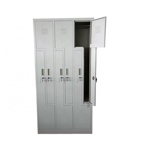 Grey Z type clothes locker space saver metal storage 6 doors with lock steel wardrobe closet with L door