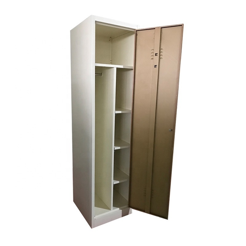 Household furniture factory wholesale locking Simple design bedroom 1 single door steel locker wardrobe design