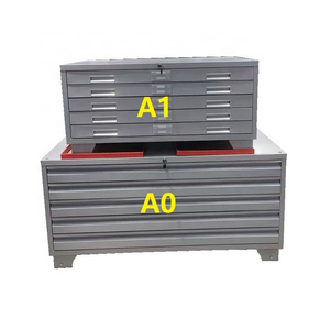 Office furniture 5 drawer flat metal architectural A0 A1 paper drawing blueprint plan file storage box chest cabinet