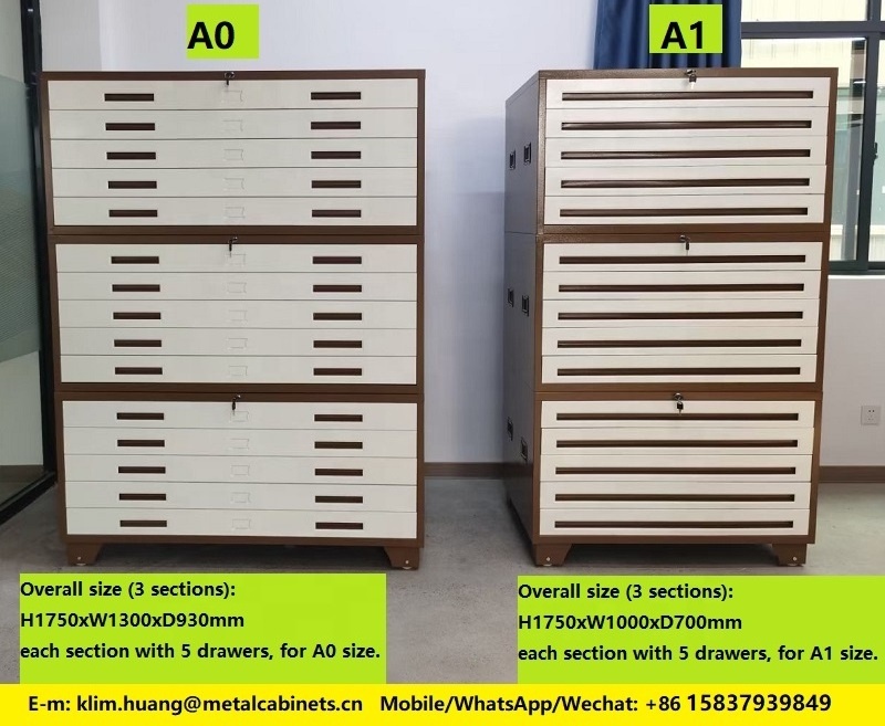 Office furniture 5 drawer flat metal architectural A0 A1 paper drawing blueprint plan file storage box chest cabinet