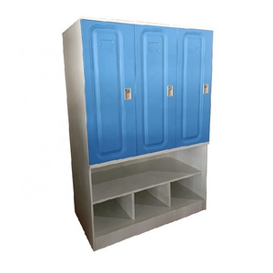 Blue color Children furniture metal wardrobe cabinet for kids clothes wide storage closet with cubbies locking