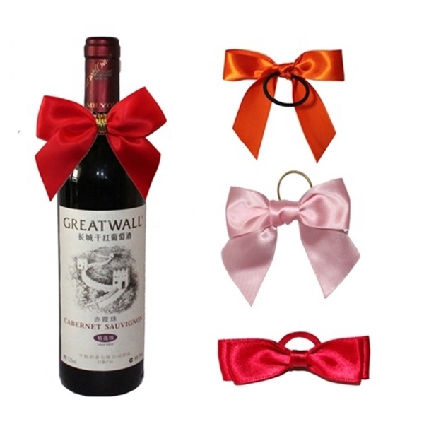 unique design wine bottle bow tie/wholesale ribbon bow for wine bottles/cheap fancy bottle neck decorative bows