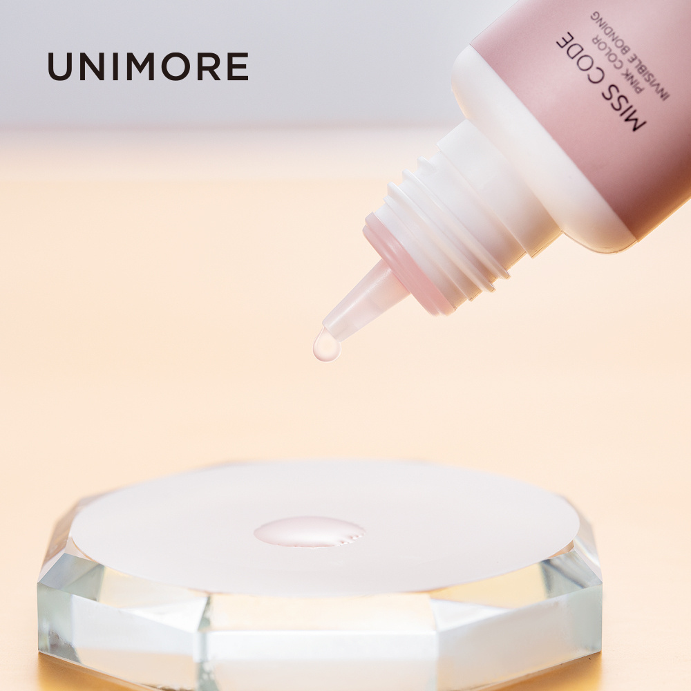 Unimore Permanent False Waterproof Eyelash Glue Strong Pink Mini Lash Glue Oil Resistant Invisible Lash Extension Glue