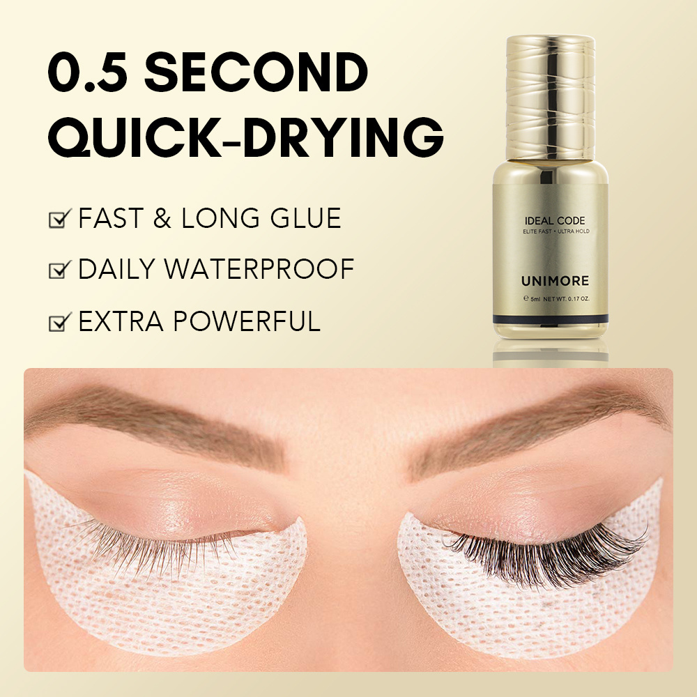 Unimore good black adhesive glue for volume 05 sec eyelash extension glue bottles custom lash eyelash glue liner korea