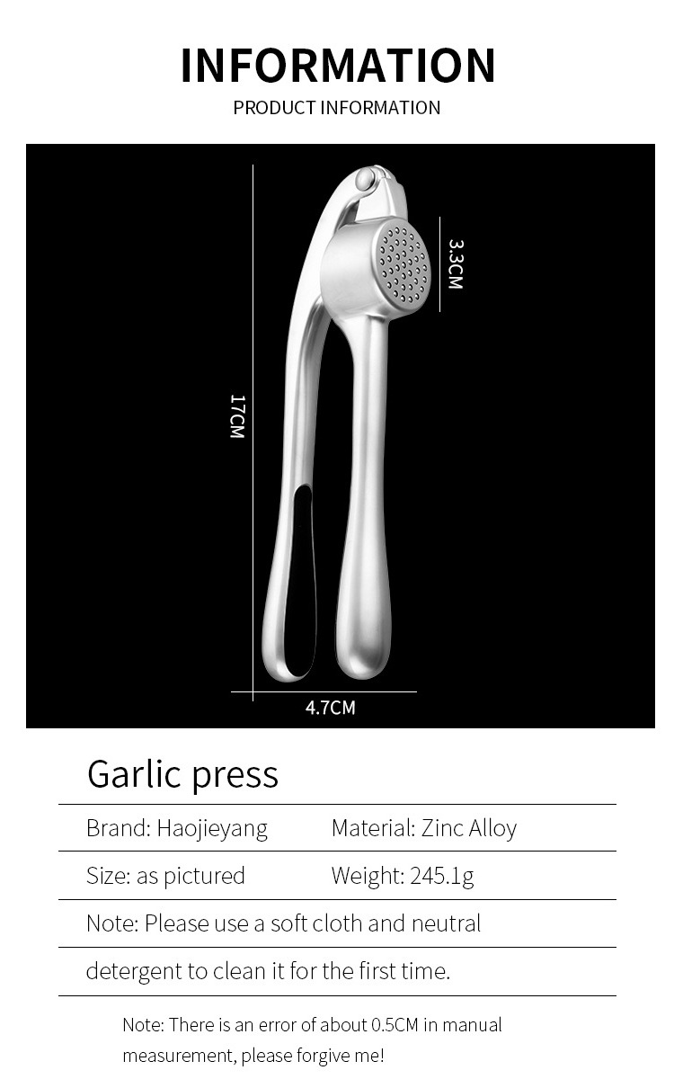 Best Quality 3 In 1 Manual Garlic Crusher Chopper Stainless Steel Kitchen Garlic Press Crusher With Garlic Peeler And Brush