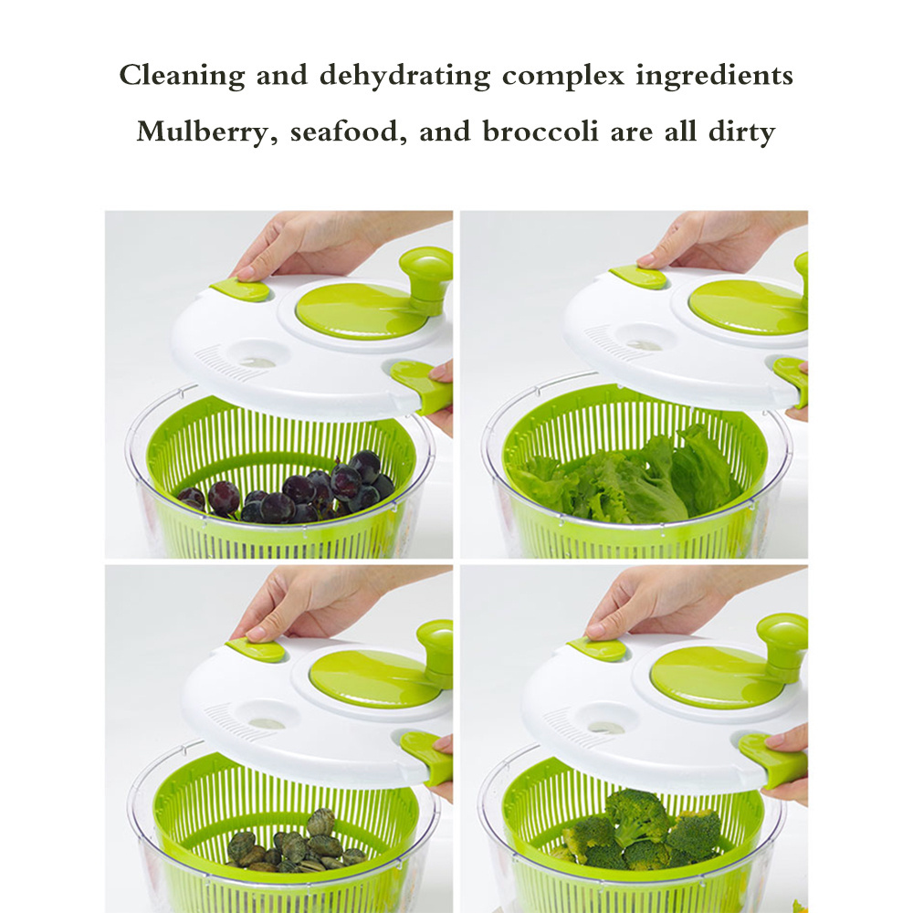 Hand Operated Large Salad Spinner Manual Salad Dryer Tool Colander Kitchen Vegetable Dryer Chopper Pull Salad Spinner