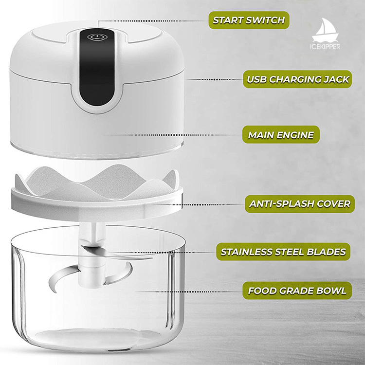 Capacity for Cutting Garlic Chili and Other Vegetables Electric Garlic Chopper Mini Vegetable Chopper 250ml