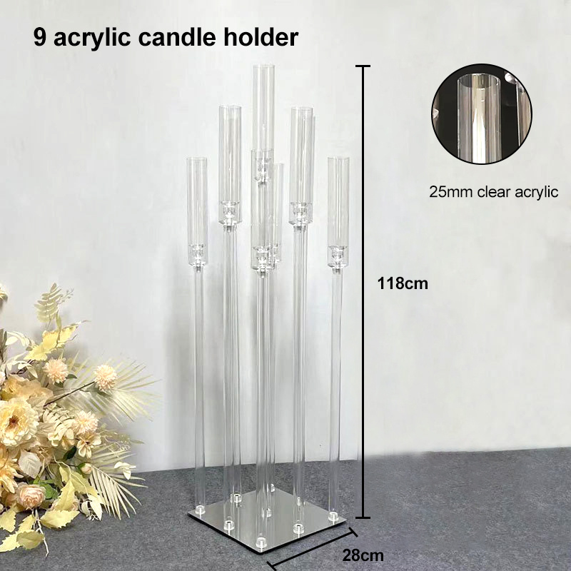 Ftable Centerpieces Decoration Unky Silver Candlestick Holder Acrylic Candelabra With Metal Base