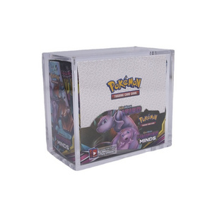 custom size clear acrylic display box for pokemon booster packs protector trainer box pokemon acrylic case with screw assembly