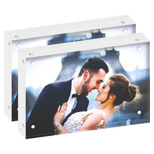 Custom Luxury Square Picture Frame Free Standing Double Sided Sublimation Desktop Clear Magnetic Acrylic Photo Frame