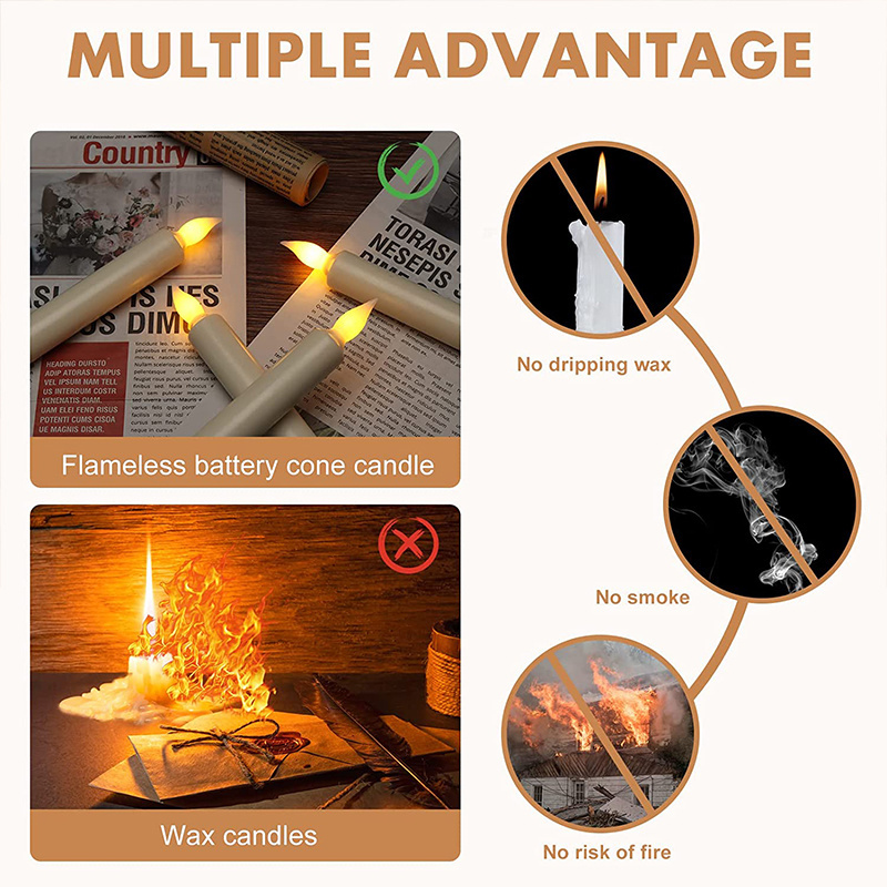 Ivory Taper Candle Light Christmas Home Wedding Decoration Battery Operating Led Candle Light