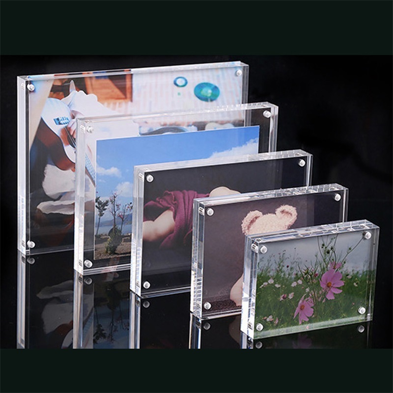 Custom Luxury Square Picture Frame Free Standing Double Sided Sublimation Desktop Clear Magnetic Acrylic Photo Frame