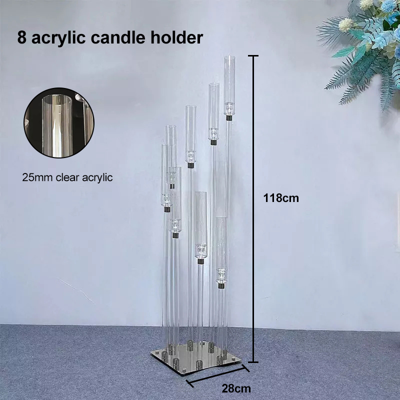 Ftable Centerpieces Decoration Unky Silver Candlestick Holder Acrylic Candelabra With Metal Base