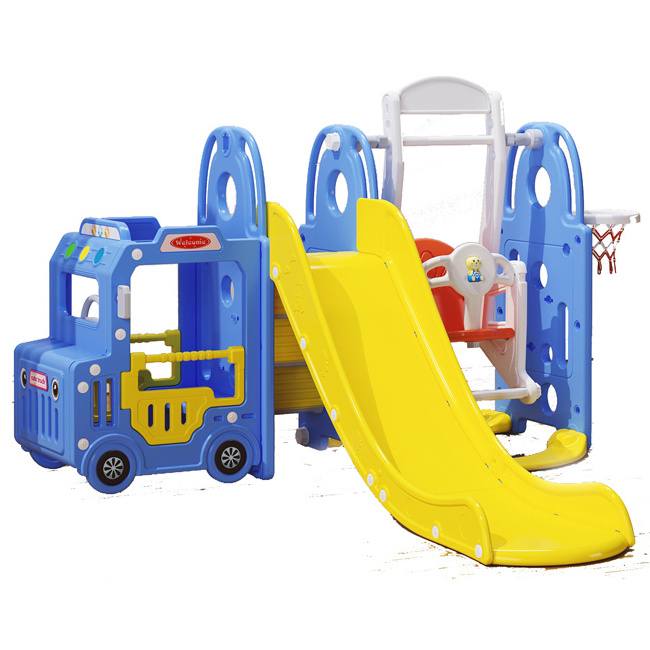 New design bus slide wholesale indoor toddler plastic sliding toys kids slides for children playground and swing