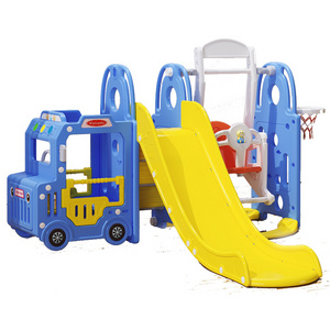 New design bus slide wholesale indoor toddler plastic sliding toys kids slides for children playground and swing