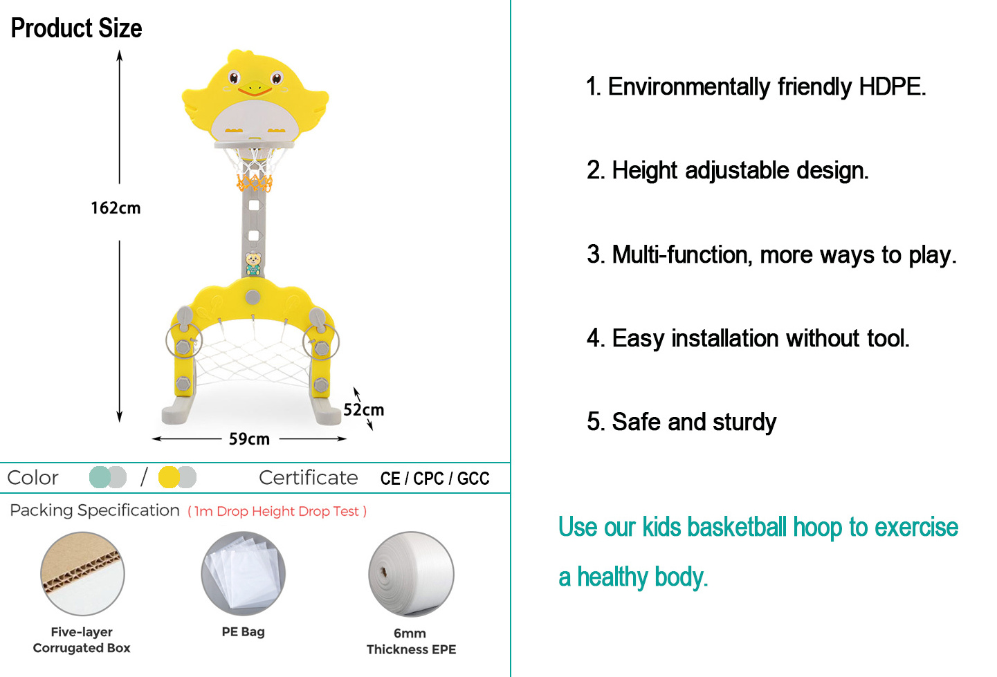 Children plastic adjustable toddler indoor kids portable baby ring toy stands basketball hoop