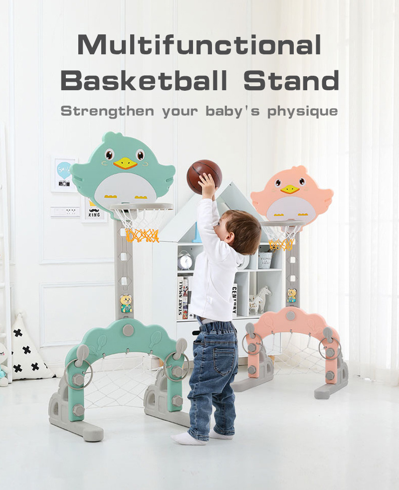 Children plastic adjustable toddler indoor kids portable baby ring toy stands basketball hoop