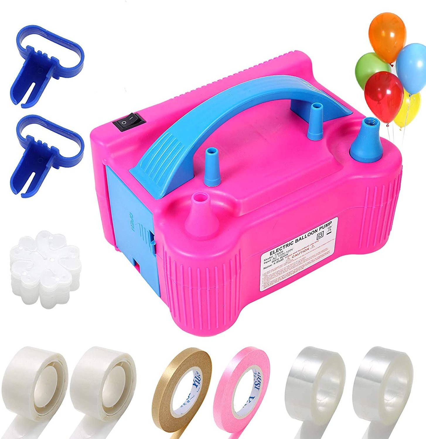 Portable Balloon Air Pump Dual Nozzle Rose Red Electric Balloon Blower Pump/Electric Balloon stuffing machine