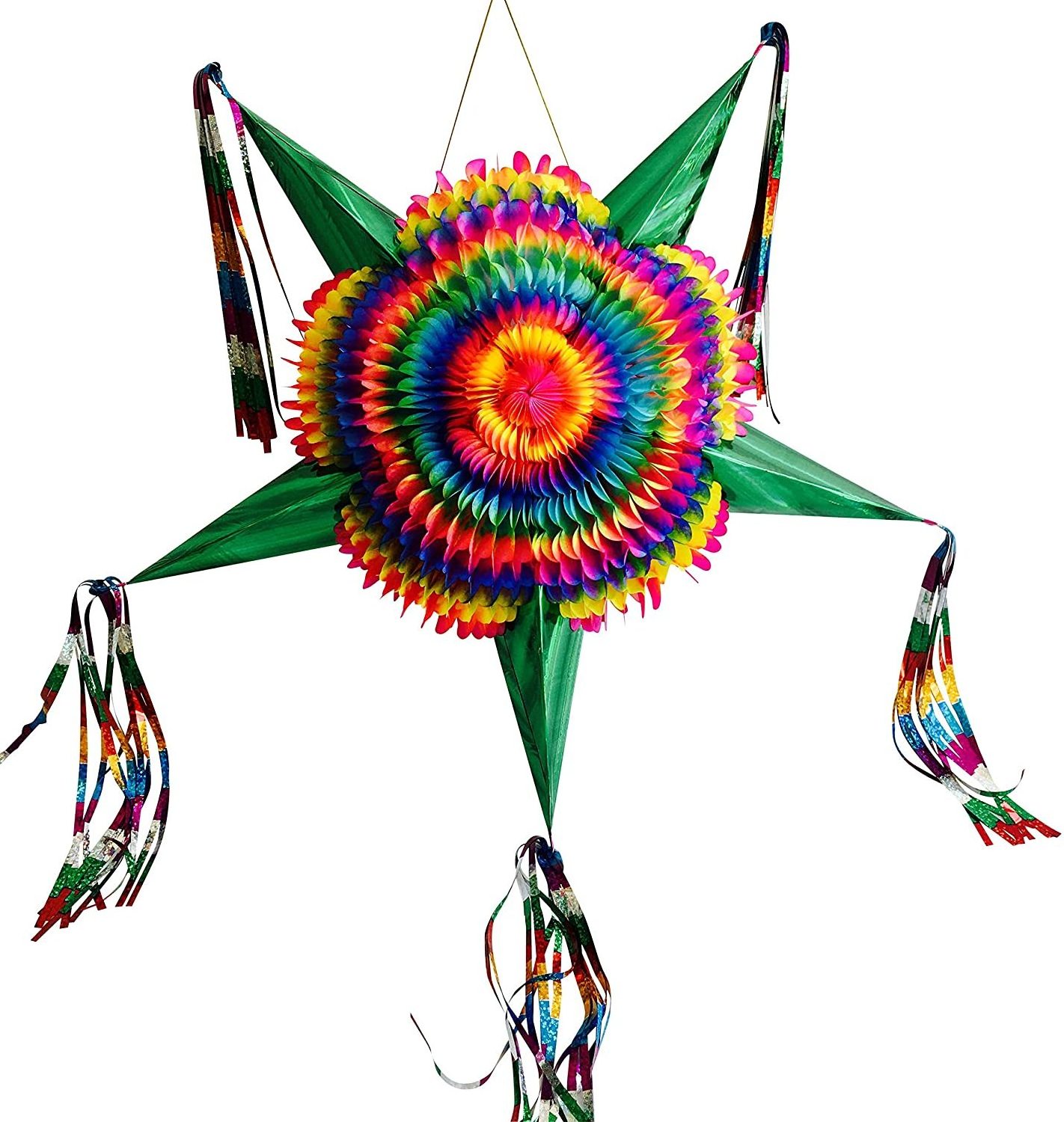 Large Mexican Star Pinata | Rainbow Pinata | Colorful Fold-able and Festive | Birthday, Party, and Fiesta Pinata