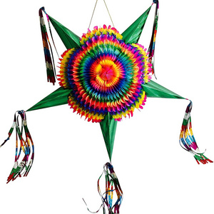 Large Mexican Star Pinata | Rainbow Pinata | Colorful Fold-able and Festive | Birthday, Party, and Fiesta Pinata