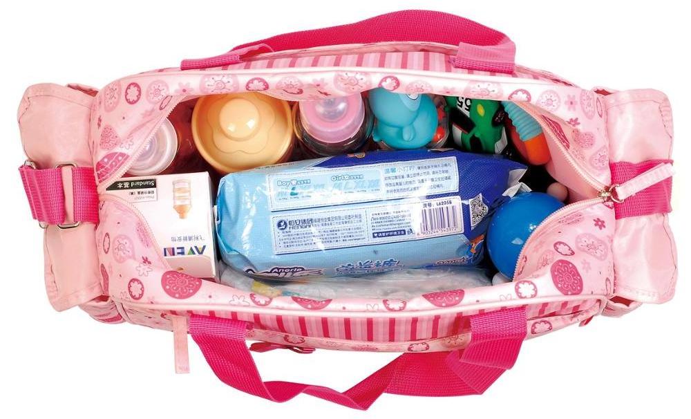 Portable mother pink crossbody cute baby girl diaper bag