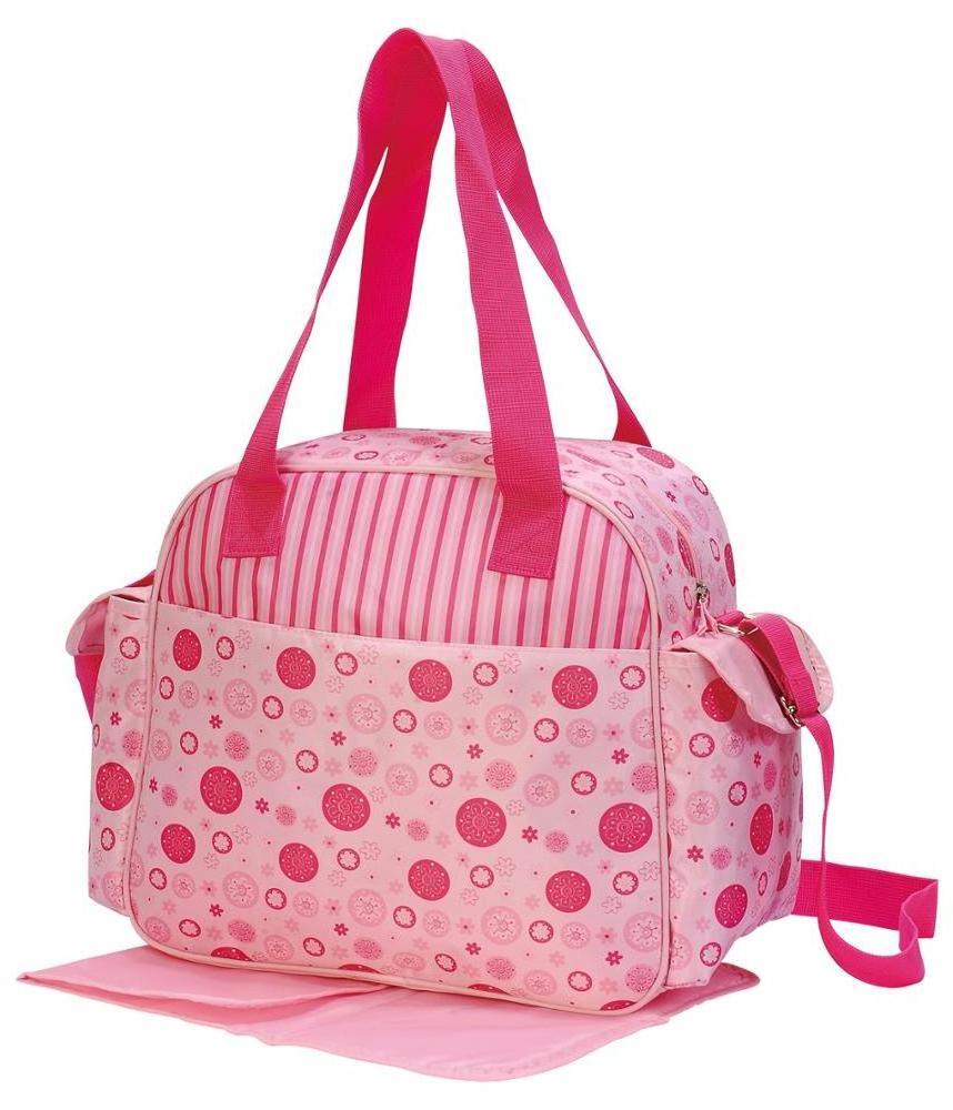 Portable mother pink crossbody cute baby girl diaper bag