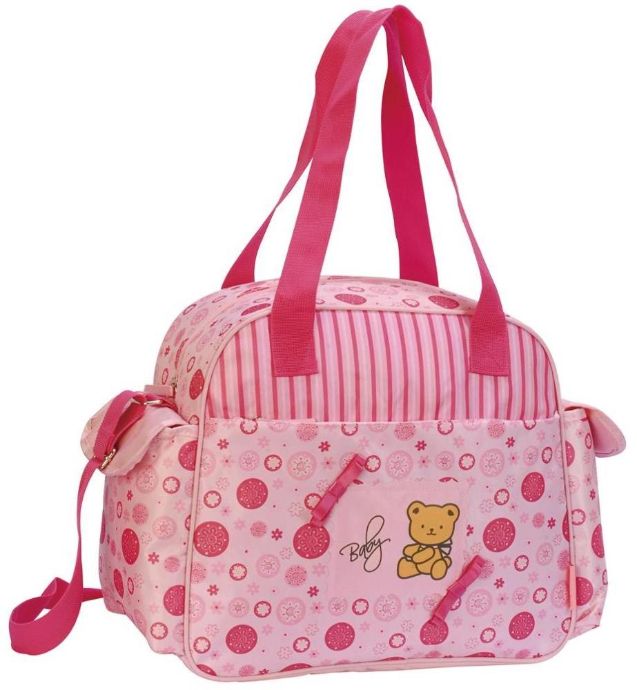 Portable mother pink crossbody cute baby girl diaper bag