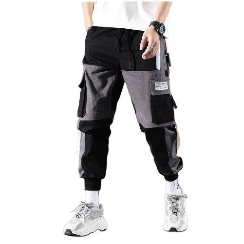 Wholesale Joggers Cargo Pants for Men Casual Hop Hit Color Pocket Sweatpants Streetwear Ribbons Techwear men's pants