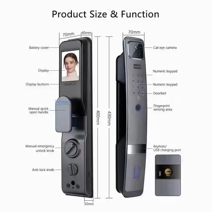 Hot Selling High Quality Smart Door Lock With Two-Way Audio KeY biometric wifi fingerprint smart keyless door lock