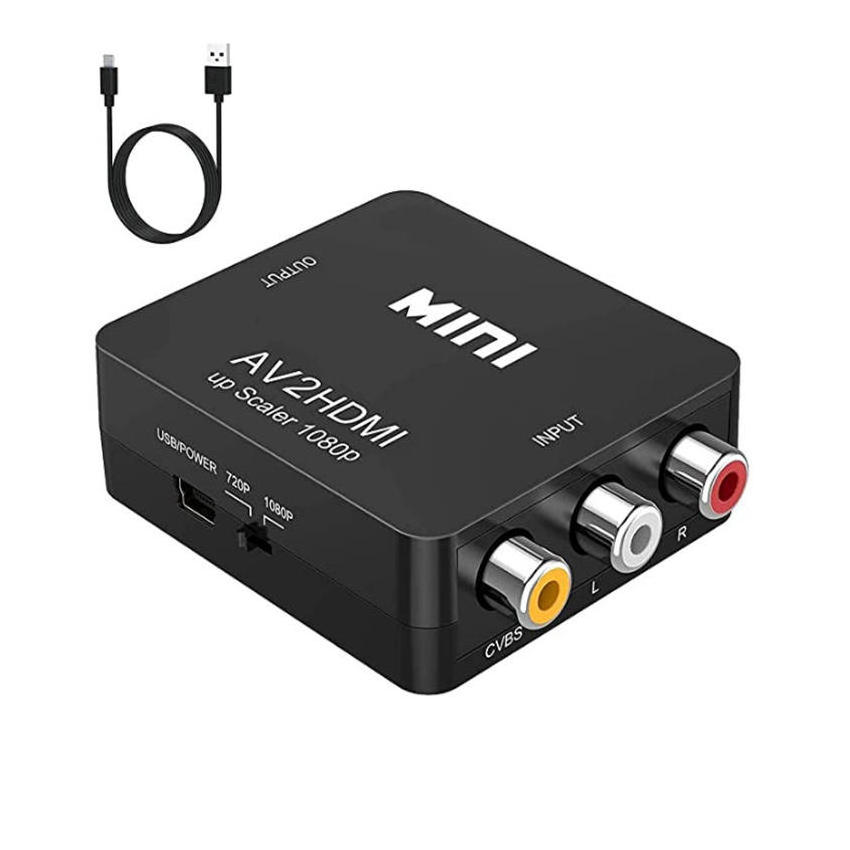 1080P Mini RCA Composite CVBS AV to  Video Audio Converter Adapter Supporting PAL/NTSC with USB Charge Cable