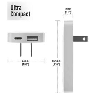 USB-C Flat Wall Plug Charger 20W Slim Fast Charging Power Adapter for iPhone