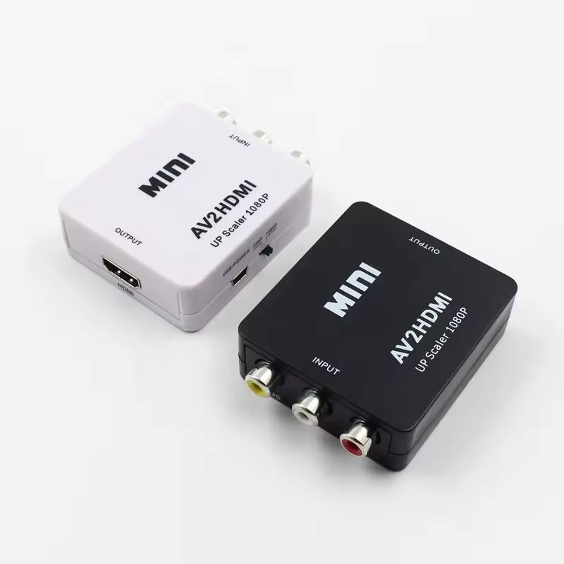 1080P Mini RCA Composite CVBS AV to  Video Audio Converter Adapter Supporting PAL/NTSC with USB Charge Cable