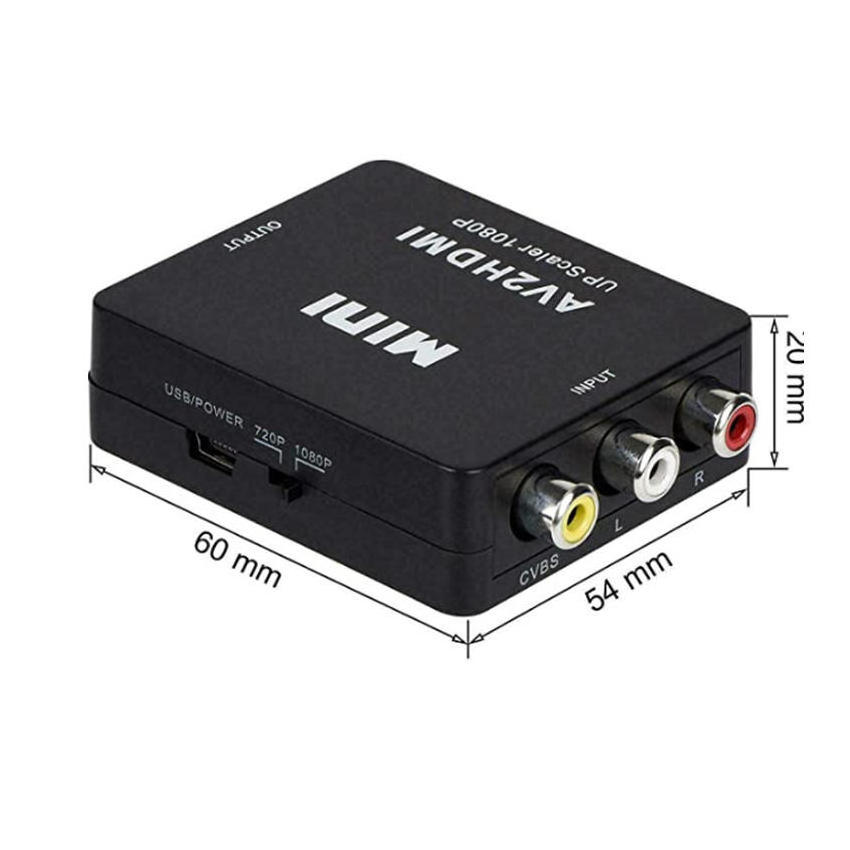 1080P Mini RCA Composite CVBS AV to  Video Audio Converter Adapter Supporting PAL/NTSC with USB Charge Cable