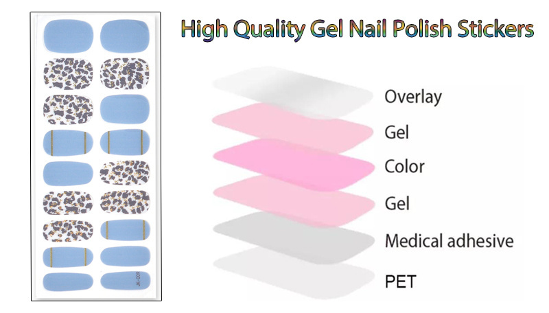 Custom Full Nail Polish Sticker New Designs Gel Nail Wraps Blue Flower French Designs Factory Supplier UV Nail Sticker