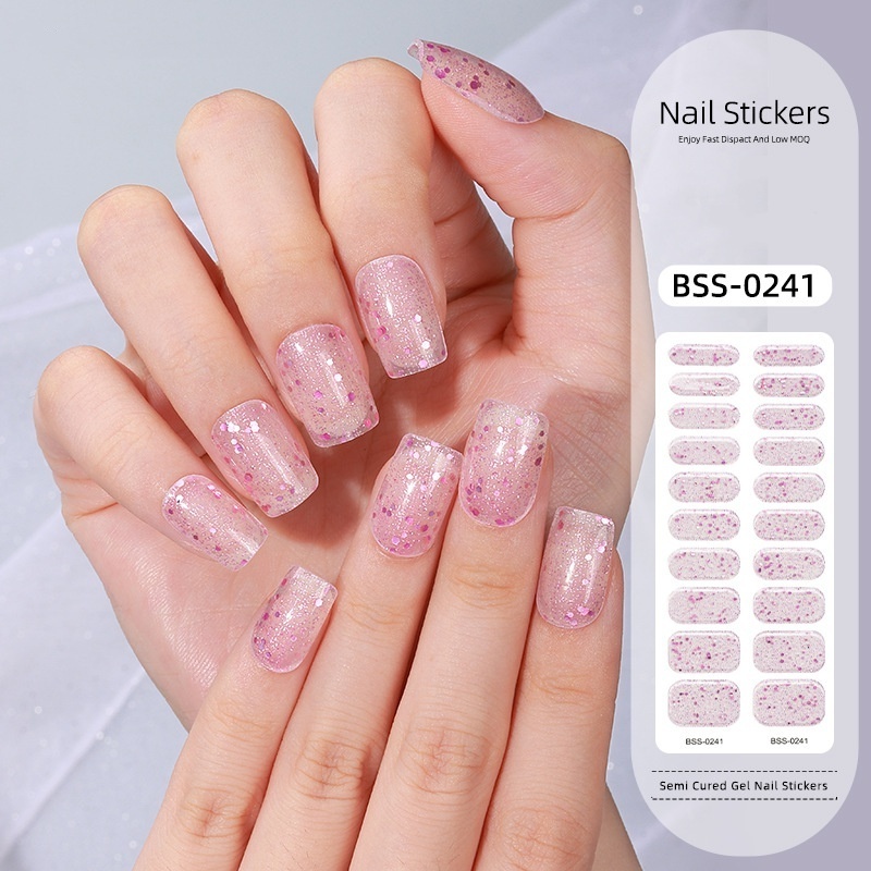 BEAU FLY Art Decals Adhesive Easy Apply Sequins Semi Cured Gel Nail With the UV Light Long Lasting Uv Gel Gail Strips