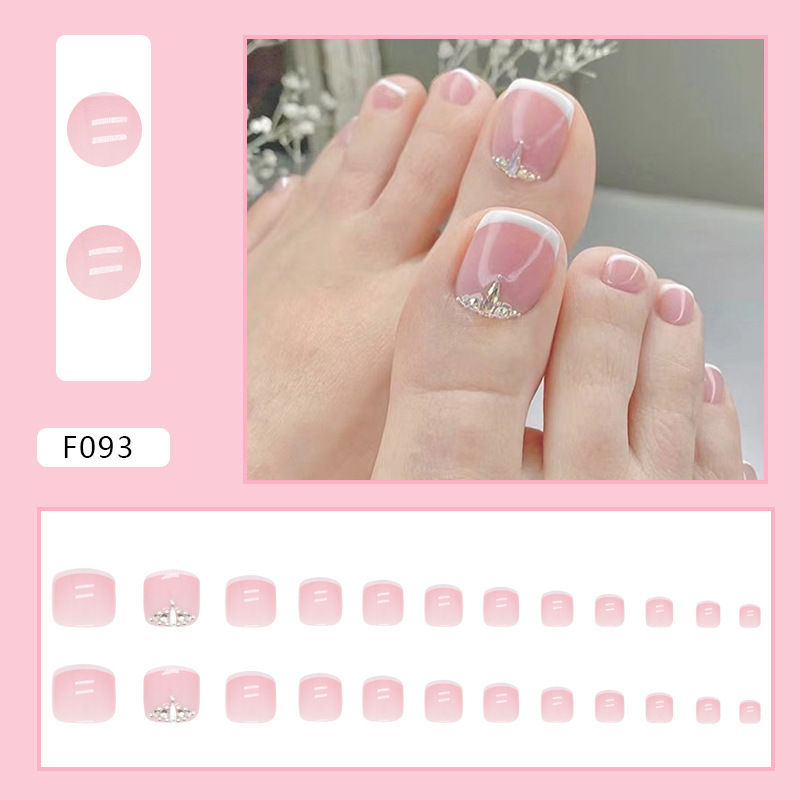 2023 New Customized Summer French Pink Short Square Nail Covers Press on Toe Nails Acrylic Artificial Fake Nails