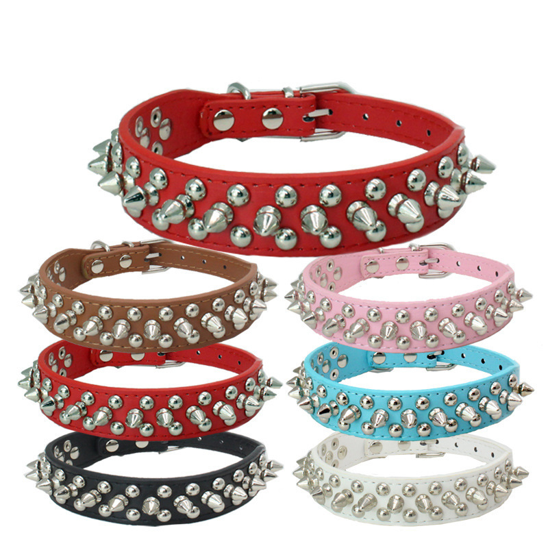 Adjustable Rivet Spiked Studded Dog Collar Strap Outdoor Sports Cool Pet Collar for Pets Accessories