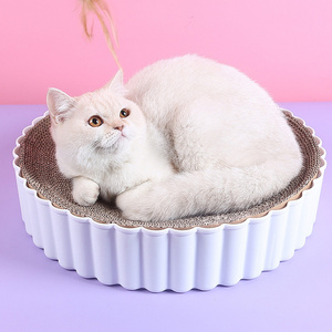 Round Paper And Corrugated Cat Scratcher Mat Cat Scratcher Toy