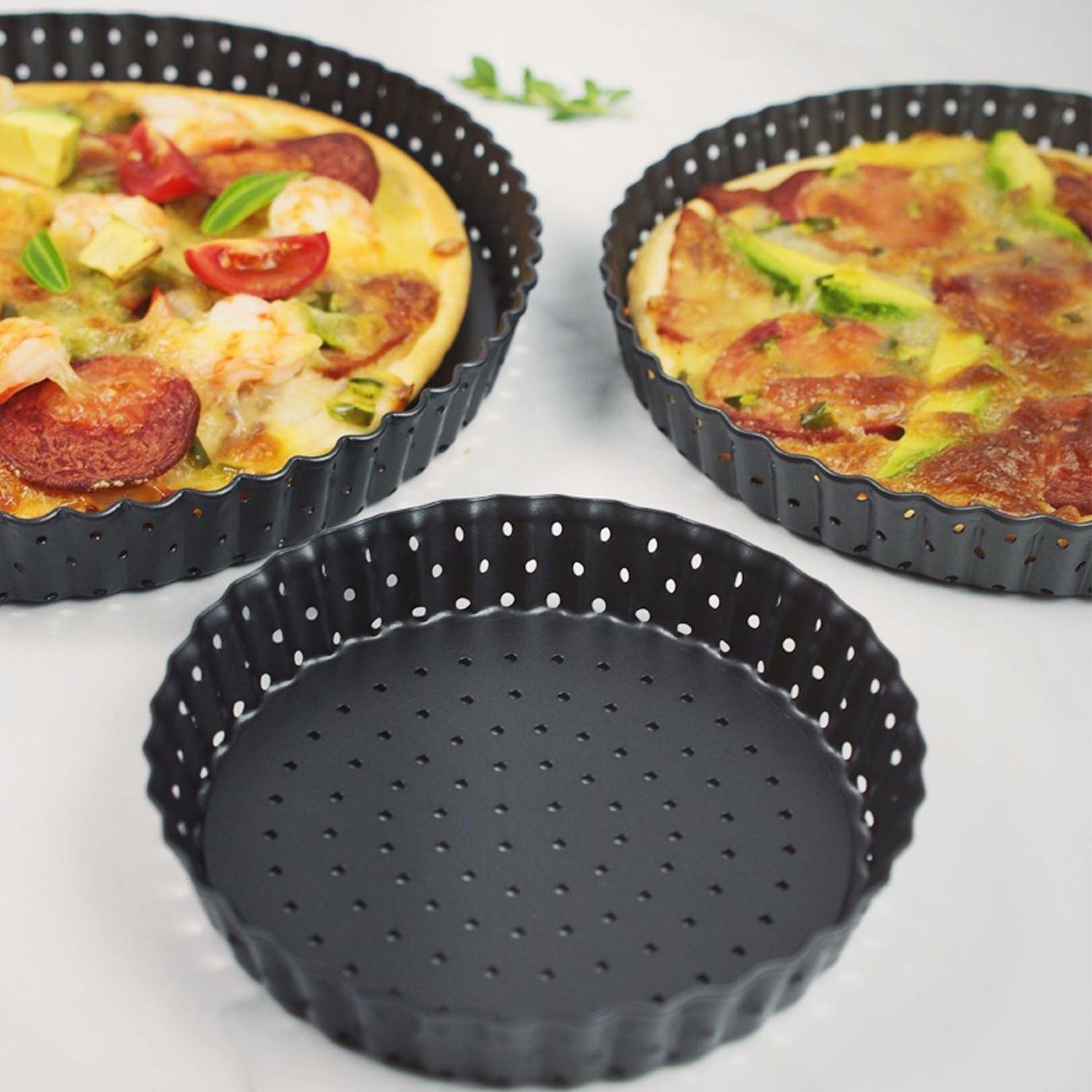 Pizza Pans Carbon Steel Perforated Baking Pan With Nonstick Coating Tart Quiche Pizza Pan Round Pizza cake baking tray Mold