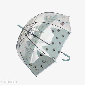 lovely design cartoon cat printed transparent straight umbrella