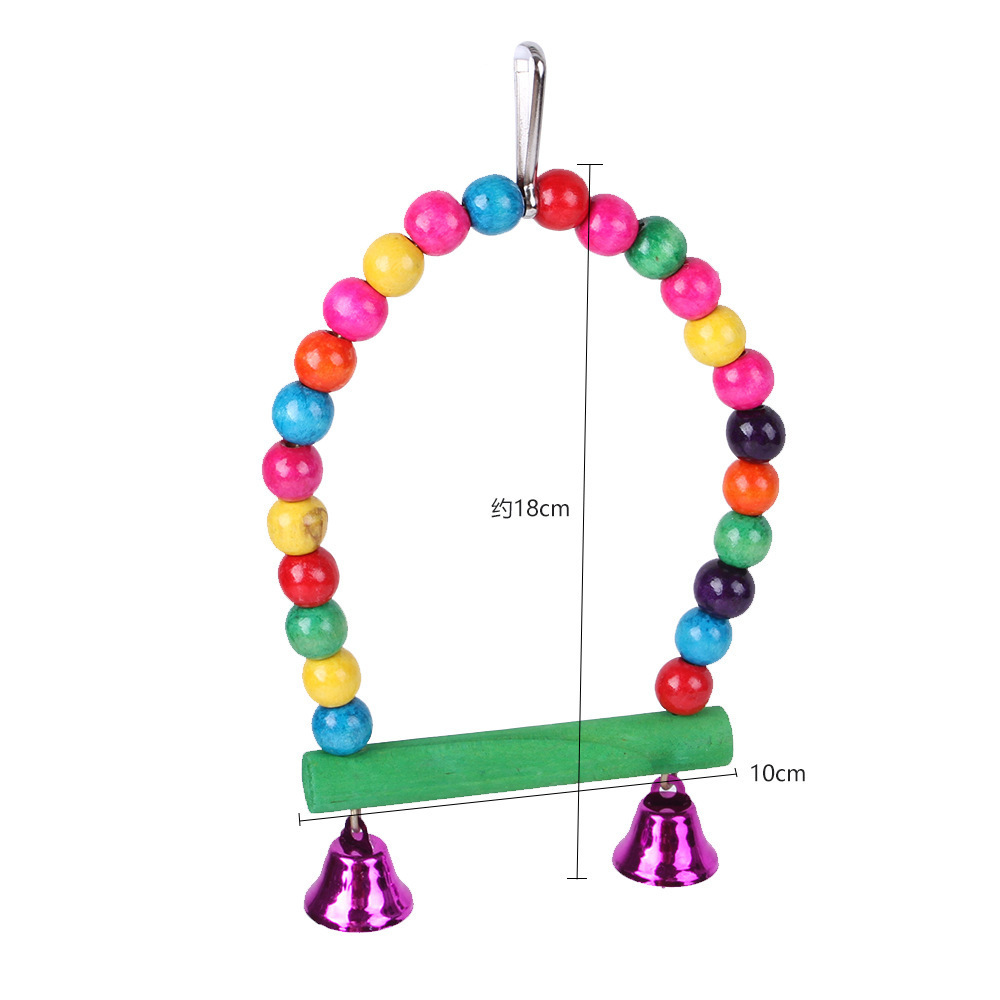 10 Pack Bird Cage Toys for Parrots Reliable  Swing Hanging Chewing Bite Bridge Wooden Beads Ball Bell Toys