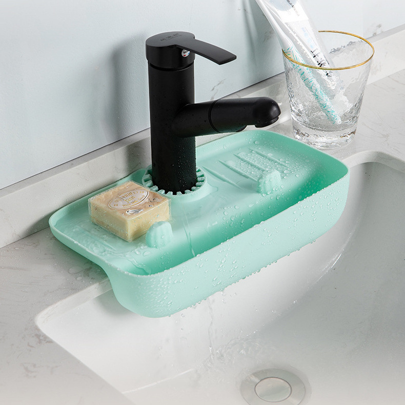 Custom Silicone Sink Organizer Kitchen Rag Sponge Storage Faucet Splash-Proof Draining Rack