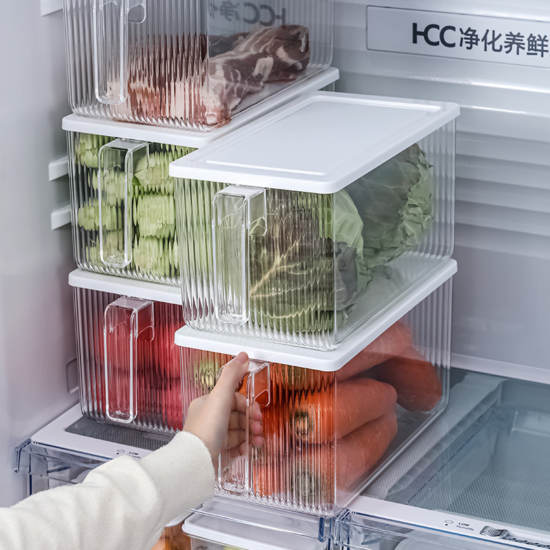 PET refrigerator storage box Kitchen fruit and vegetable fresh sorting storage box Food cola box