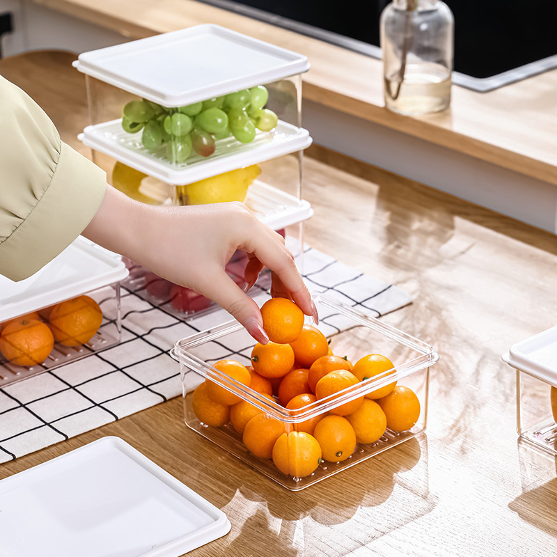 PET refrigerator storage box Kitchen fruit and vegetable fresh sorting storage box Food cola box