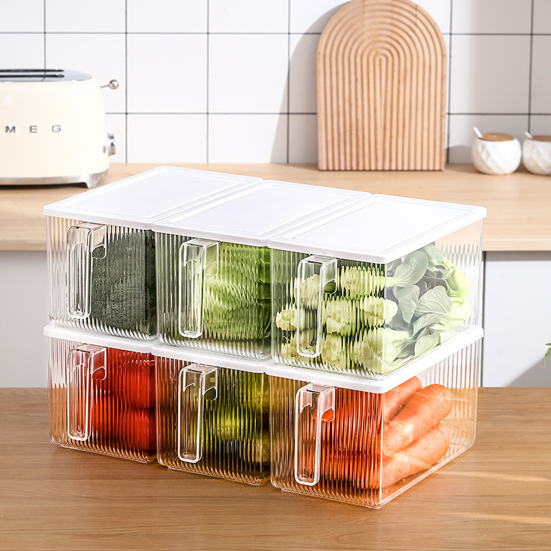 PET refrigerator storage box Kitchen fruit and vegetable fresh sorting storage box Food cola box