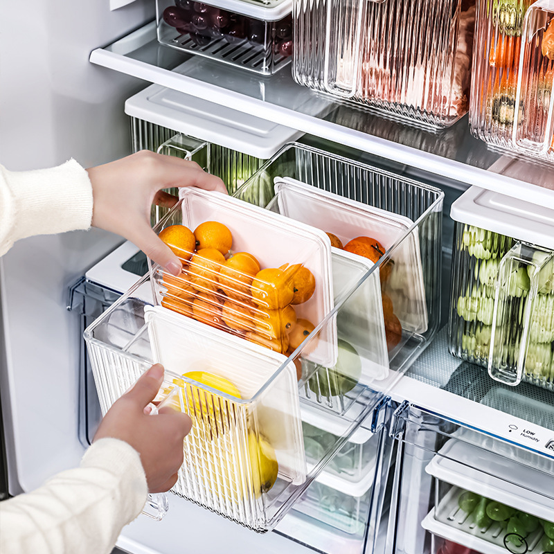 PET refrigerator storage box Kitchen fruit and vegetable fresh sorting storage box Food cola box